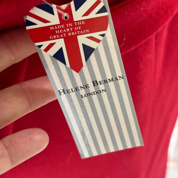 NWT Helene Berman XL Wool coat w/ tie belt; Shawl Collar and pockets. RED - Picture 5 of 5